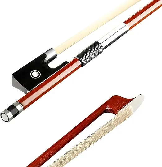 AMZZ Professional 4/4 Brazilwood Ebony Frog Violin Arbor White Horsehair Violin Bow (4/4 Brazilwood)