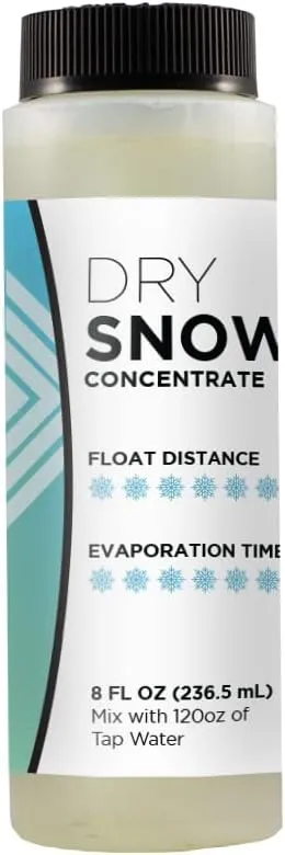 Froggy's Flakes Snow Machine Fluid Concentrate, 8 fl. oz, Dry Formula Snow Fluid with 50-75 Feet Float/Drop, Makes 1 Gallon of Snow Fluid