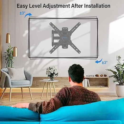 MOUNTUP Full Motion TV Wall Mount for Most 26-50 Inch TVs, Max VESA 300x300mm Wall Mount TV Bracket with Swivel Tilting Extension Level Adjustment for LED LCD Flat Curved TVs Up to 53 LBS, MU0018