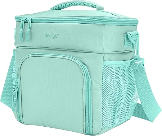 Bentgo Prep Deluxe Insulated Multimeal Bag - Lunch Box Bag, Holds 5 Meals, Premium Insulation up to 8 Hrs, Durable, Water-Resistant - Large Capacity For Adult Meal Prep (Coastal Aqua)