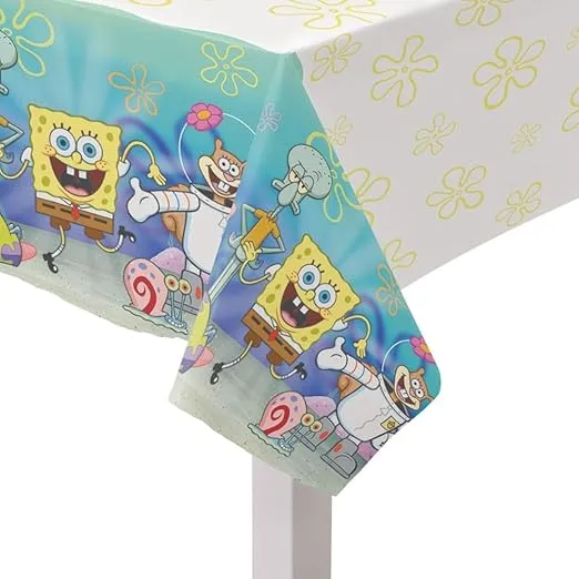 Ultimate Spongebob Plastic Table Cover, 54" x 96" - 1 Piece - Perfect for Kids' Birthdays & Celebrations, Must-Have Decoration