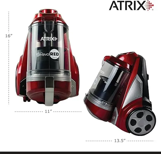 Atrix Revo Red Bagless HEPA 3-Quart Canister Vacuum, 16 x 11 x 13.5