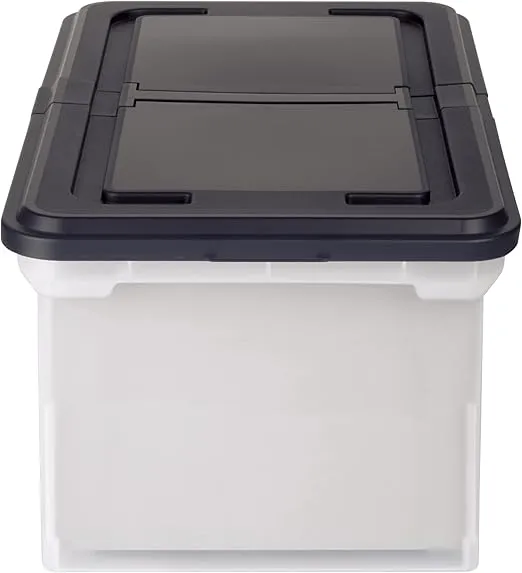 Office Depot Stackable File Tote Box, Letter Size, 14 1/4in. x 23 3/8in. x 10 7/8in., Black/Clear, 139732