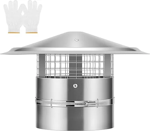 VIVOHOME 6" Cone Top Chimney Cap with Screen, Round Roof Rain Chimney Cover, Galvanized Steel Fireplace Exhaust Cap, Adjustable Roof Cap for Vent