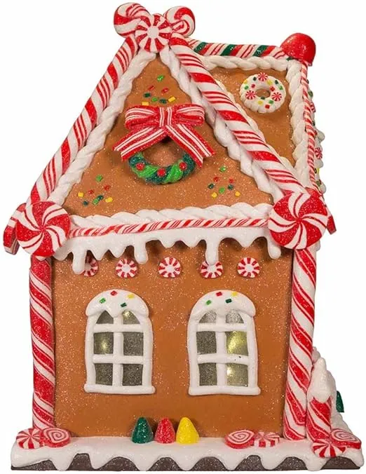 Kurt S. Adler Battery-Operated LED Light and Timer Gingerbread House, 13-Inch, Brown