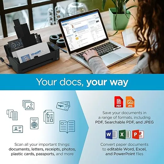 ScanSnap iX1300 Compact Wireless or USB Double-Sided Color Document, Photo & Receipt Scanner with Auto Document Feeder and Manual Feeder for Mac or PC, Black