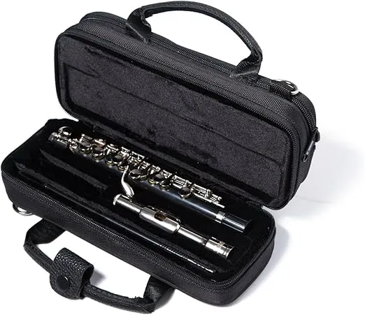 Paititi Professional Centertone Composite Wood Piccolo Flute Silver Plated Head Joint Ebonite Composite Wood Body with Case