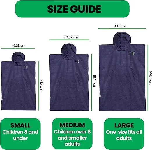 COR Surf Poncho Changing Towel Robe with Hood and Front Pocket | Thick Quick Dry Microfiber Towel