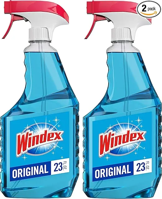 Windex Glass and Window Cleaner Spray Bottle, Bottle Made from 100% Recycled Plastic, Surface Cleaning Spray, Original Blue Scent, 23 Fl Oz (Pack of 2)