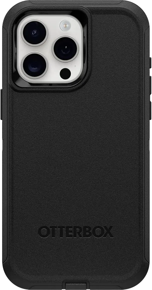 OtterBox iPhone 15 Pro MAX (Only) Defender Series Case - Black, Screenless, Rugged & Durable, with Port Protection, Includes Holster Clip Kickstand