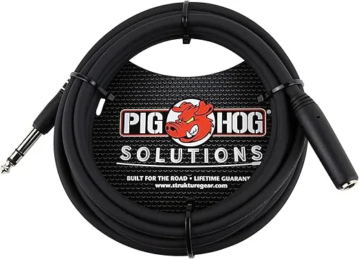 Pig Hog PHX14-10 1/4" TRSF to 1/4" TRSM Headphone Extension Cable, 10 Feet