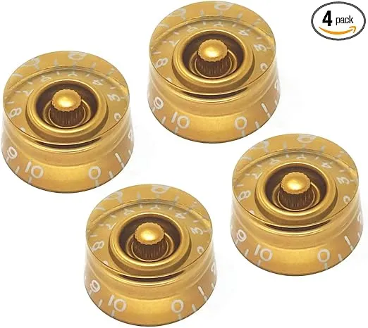 Gold Speed Knobs Compatible with Epiphone Les Paul SG Electric Guitar (Set of 4) Fits 18 Coarse-Spline Import (Metric) Split Shaft Pots Recessed RS18M-GLD4