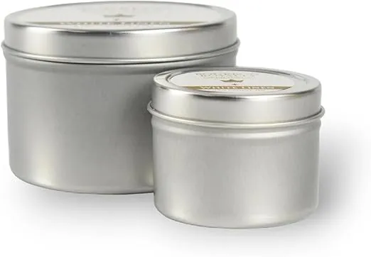 Round Silver Tone Small 2 Ounce Silver Tin/Wax Scented Votive Jar Candle for Home, Office or Travel, Burgundy, BRY-BG-2T