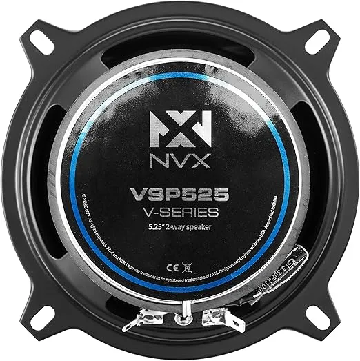 NVX® VSP525 5.25" Premium Car Speakers, 480W Max, 160W RMS, 2-Way 5-1/4 inch Coaxial w/ 1" Silk Dome Tweeters & Built-in X-Overs, Easy to Install in Cars/Trucks/Doors (Pair)