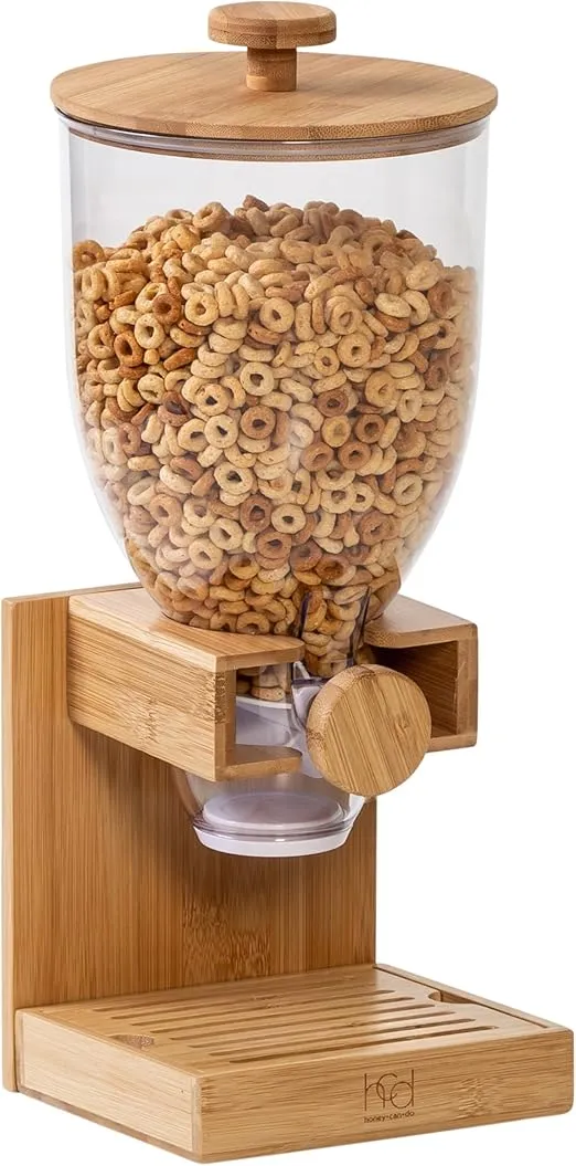 Honey-Can-Do Bamboo Cereal Dispenser, Food Storage Container for Pantry, Kitchen Counter, Organization and Storage KCH-09867 Natural