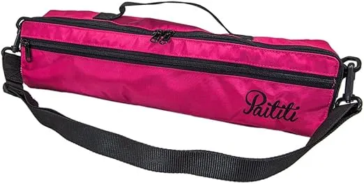 Paititi New C Flute Hard Case Cover w Side Pocket/Handle/Strap Pink Color