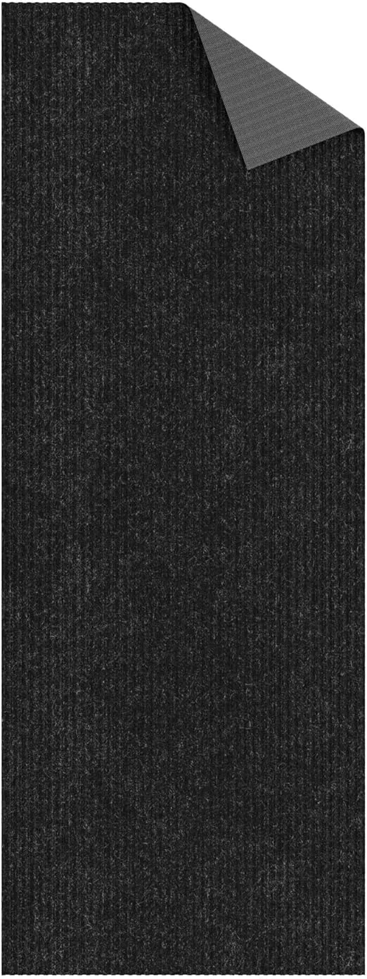 Ottomanson Solid Design Non-Slip Rubberback 4x10 Indoor/Outdoor Runner Rug for Hallway, Kitchen, Living Room, Garage, Patio, 3'11" x 10', Black