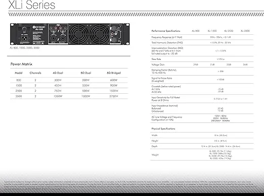 Crown Two-channel-300W at 4Ω Power Amplifier, Black, 300-Watts (XLi800)