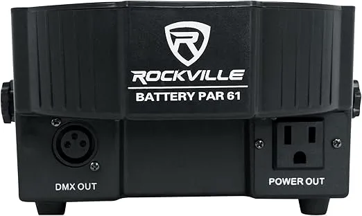 Rockville Battery PAR 61 Black RGBWA+UV Rechargeable Stage Wash Light, DMX Control, Sound Activated, Includes Remote, Up to 18 Hours Battery Life, Perfect for DJ Events, Parties,