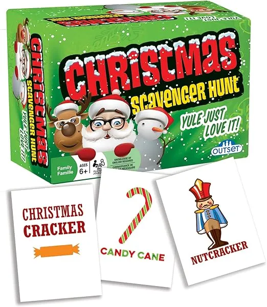 Outset Media Christmas Scavenger Hunt Game - Includes 220 Cards with Holiday Themed Objects Found Both Inside and Outside The Home (Ages 6+)