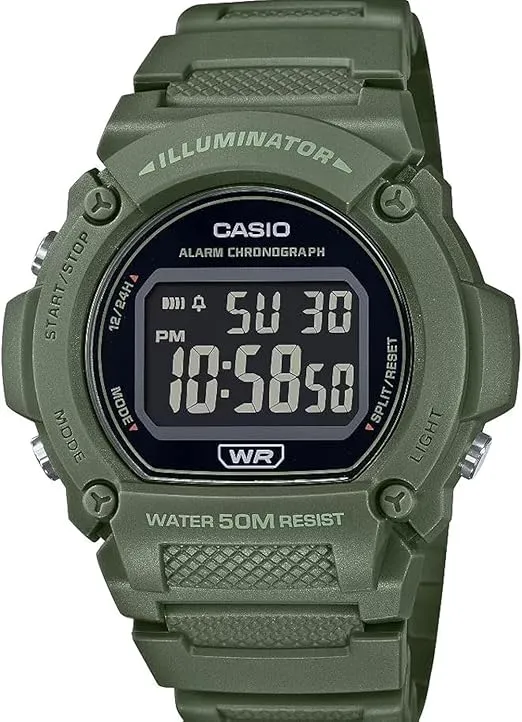 Casio W219H Series | Men’s Digital Watch | 50M WR | LED Illuminator | 100 SEC Chronograph | 1/100 SEC Stopwatch | Daily Alarm | Hourly Time Signal | Auto Calendar | 7 Year Battery