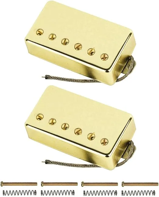 FLEOR Alnico5 Guitar Humbucker Pickup Set Golden Bridge & Neck Pickups Compatible with LP style Guitar Part