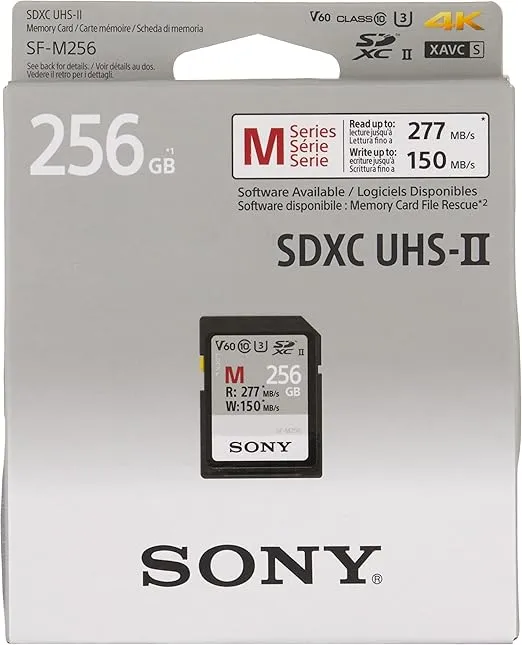 Sony M series SDXC UHS-II Card 256GB, V60, CL10, U3, Max R277MB/S, W150MB/S (SF-M256/T2)