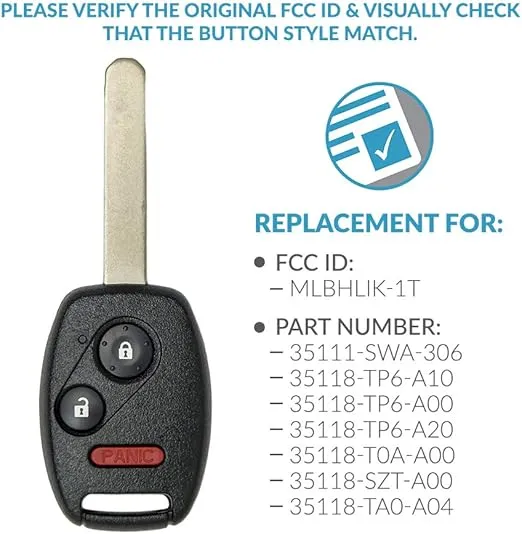 Keyless2Go Replacement for Keyless Entry Remote Key for 3 Button MLBHLIK-1T and 35111-SWA-306 (1 Pack)