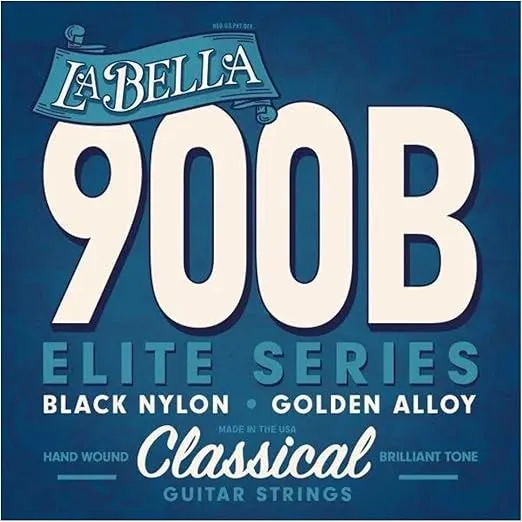 La Bella 900B Elite - Black Nylon, Golden Alloy Classical Guitar String