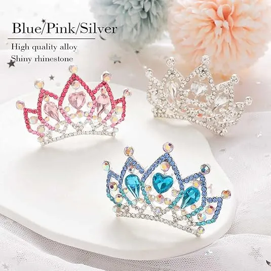 Kilshye Princess Tiara Comb Small Crystal Girls Crown Hair Combs Rhinestone Birthday Prom Tiaras Headband for Kids