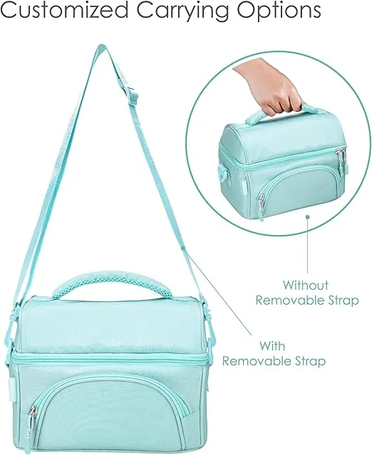 Bentgo® Deluxe Lunch Bag - Durable and Insulated Lunch Tote with Zippered Outer Pocket, Internal Mesh Pocket, Padded & Adjustable Straps, & 2-Way Zippers - Fits Most Lunch Boxes (Coastal Aqua)