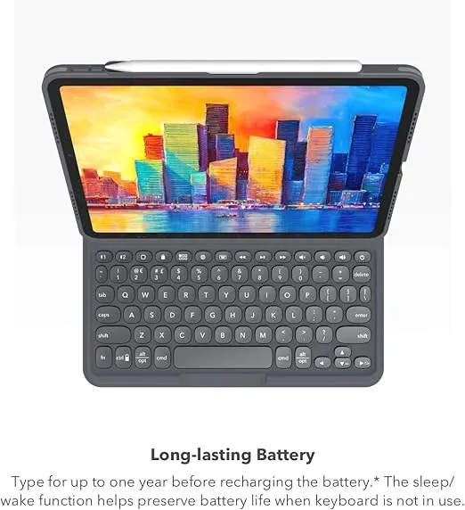 ZAGG Pro Keys Detachable Case and Wireless Keyboard for Apple iPad Pro 12.9, Multi-Device Bluetooth Pairing, Backlit Laptop-Style Keys, Apple Pencil Holder, 6.6ft Drop Protection - Charcoal