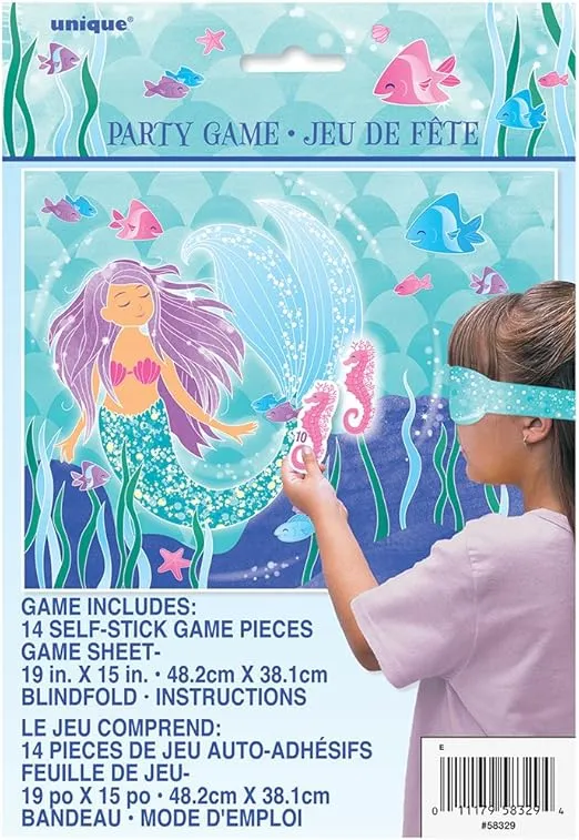 Vibrant Multicolor Mermaid Party Game Set for 14 Kids (1 Set) - Fun & Exciting Design - Perfect for Children's Parties