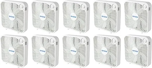 Hurricane 10 Pack Floor Box Fan Classic Series with 3 Speed Settings, 20 Inch